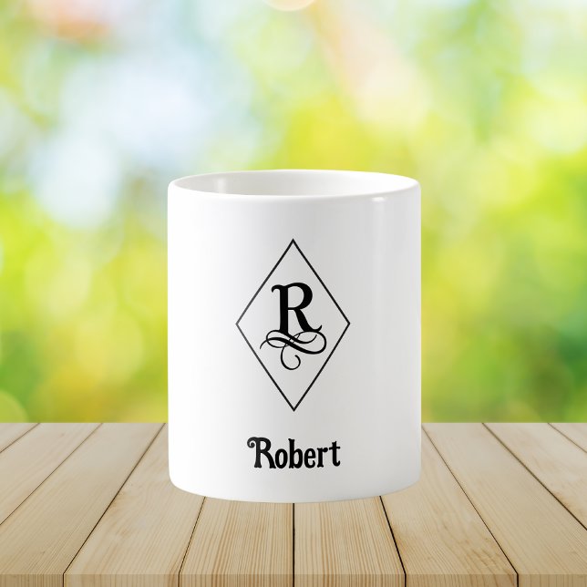 Elegant Geometric Initial Monogram R Coffee Mug (Creator Uploaded)