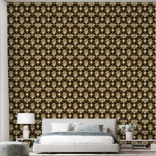 Elegant geometric lattice pattern wallpaper classi (Bedroom)