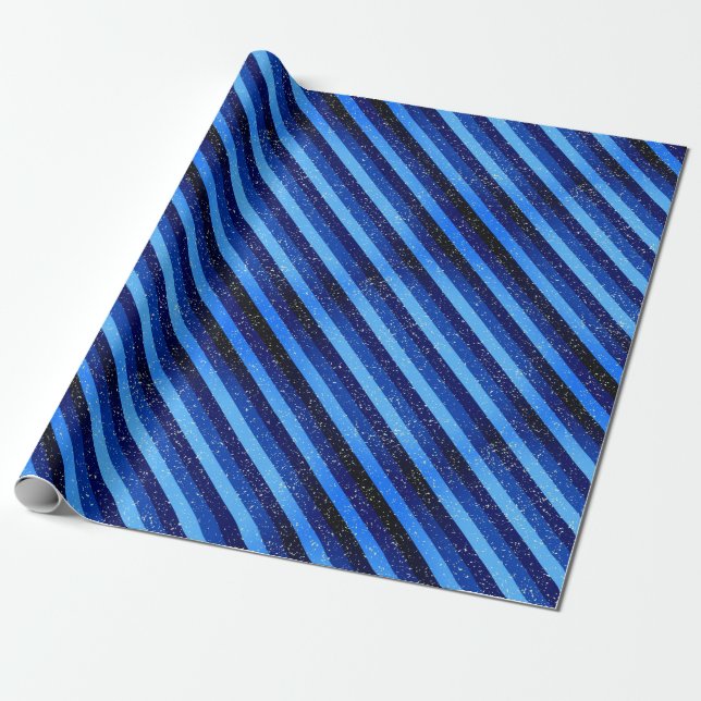 Elegant Geometric Line Blue Wrapping Paper (Unrolled)