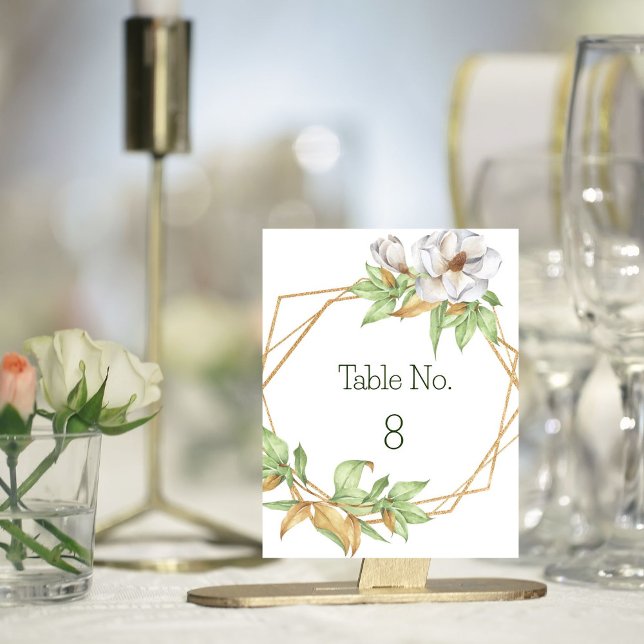 Elegant Geometric Magnolia Floral Wedding Table No Card (Creator Uploaded)
