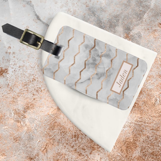Elegant Geometric Marble Style Luggage Tag (Creator Uploaded)