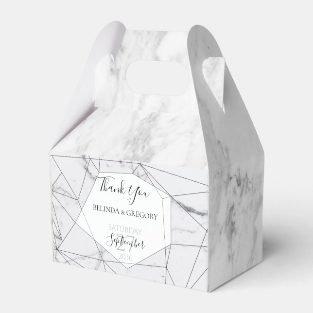 Elegant Geometric Marble Wedding Favour Box (Front Side)