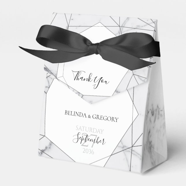 Elegant Geometric Marble Wedding  Favour Box (Front Side)