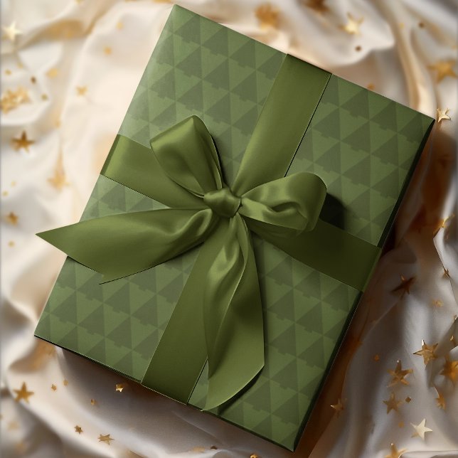 Elegant Geometric Monotone Christmas Tree Holiday Wrapping Paper (Creator Uploaded)