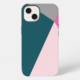Elegant geometric pastel hot pink emerald green iPhone 13 case