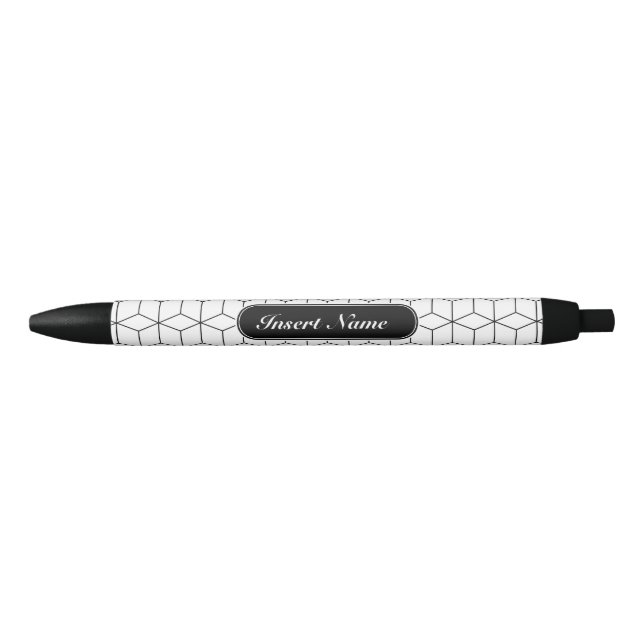 Elegant Geometric Pattern Black Ink Pen (Front)
