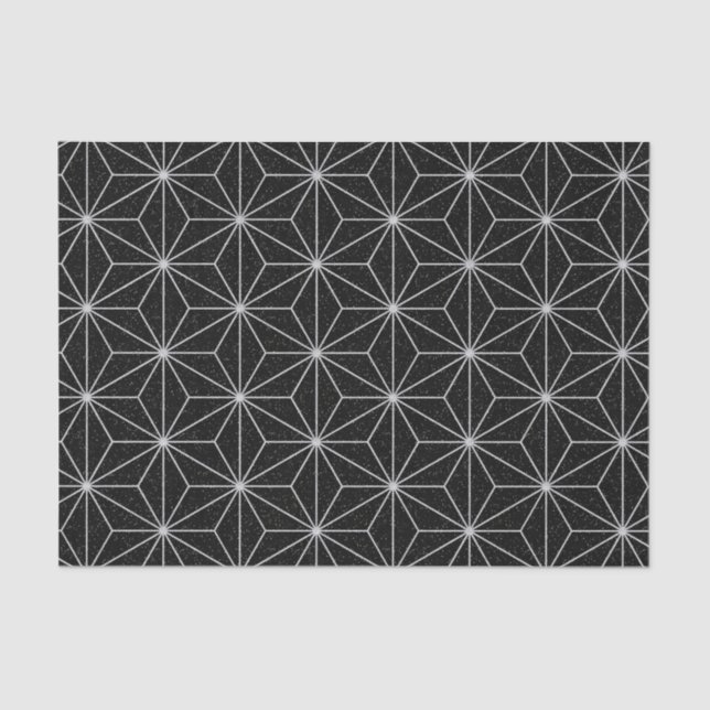 Elegant Geometric Pattern -Silver & Black- Tissue Paper (Front)