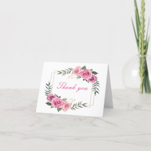 Elegant Geometric Pink Rose Thank You Card