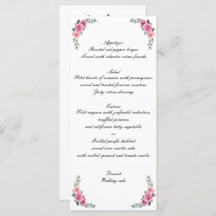 Elegant Geometric Pink Rose Wedding Menu