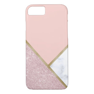 Elegant geometric rose gold glitter white marble Case-Mate iPhone case