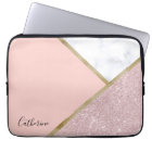 Elegant geometric rose gold glitter white marble