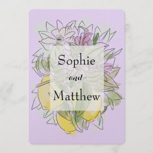 Elegant Geometric Rustic Greenery lemon Lavender Invitation