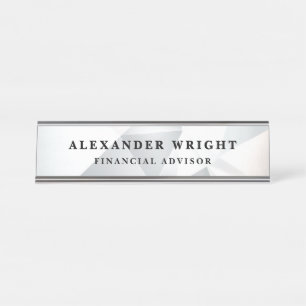 Elegant Geometric Silver Financial Advisor Desk Name Plate