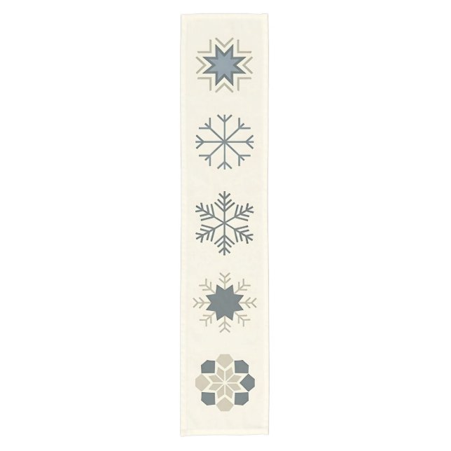Elegant Geometric Snowflake Icons Short Table Runner (Front)