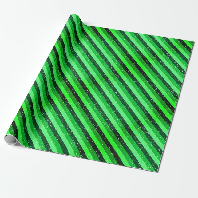 Elegant Geometric Striped green Wrapping Paper (Unrolled)