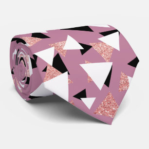 Elegant geometric triangles rose gold glitter tie