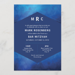Elegant Geometric with Diamond Texture Bar Mitzvah Invitation