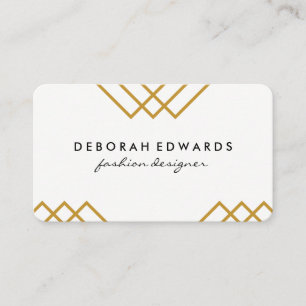 Elegant Geometric Yellow with Gold Lines Business Card
