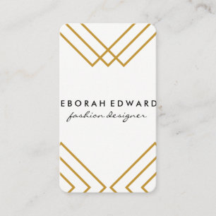 Elegant Geometric Yellow with Gold Lines Business Card