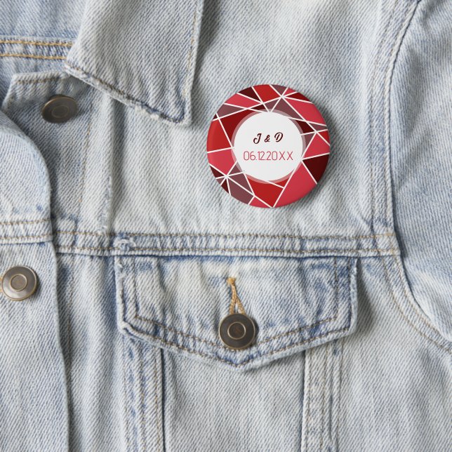 Elegant Geometrical Wedding 6 Cm Round Badge (In Situ)
