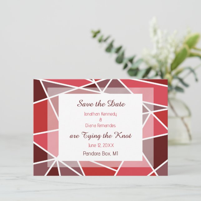 Elegant Geometrical Wedding Save The Date Invitation (Standing Front)