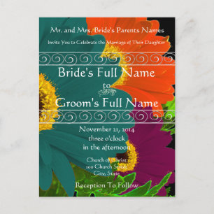 Elegant Gerber Daisy Wedding Invitation Postcard