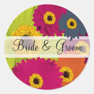 Elegant Gerber Daisy Wedding Stickers
