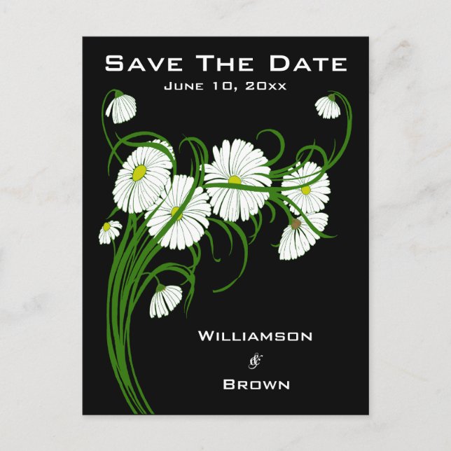 Elegant Gerbera Daisies Save The Date Postcards (Front)