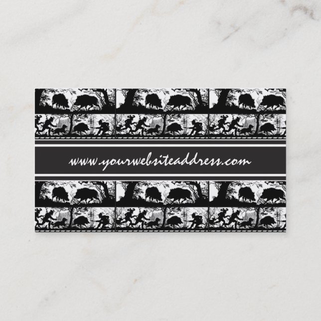 Elegant German Hunting Scene Running Deer and Boar Business Card (Back)