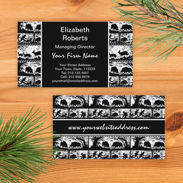 Elegant German Hunting Scene Running Deer and Boar Business Card (Creator Uploaded)
