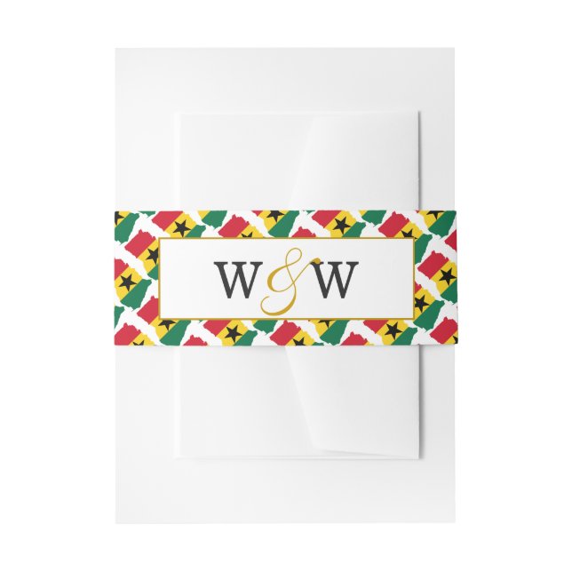 Elegant GHANA Monogram Wedding Celebration Invitation Belly Band (Front Example)