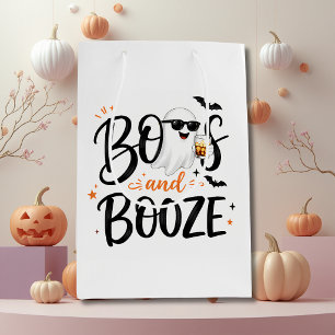 Elegant Ghost Boos and Booze Halloween Medium Gift Bag