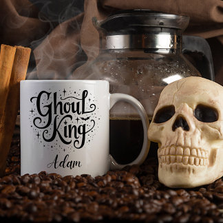 Elegant "Ghoul King" Name Halloween Calligraphy Mug