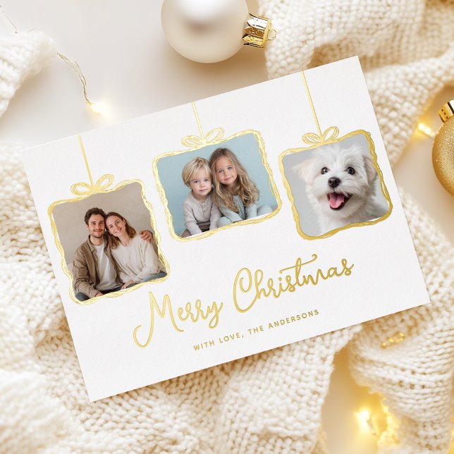 Elegant Gift Box Photo Gold Foil Holiday Card (Creator Uploaded)