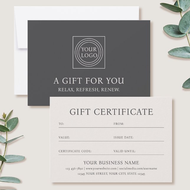 Elegant Gift Certificate Business Logo Off-white (Creator Uploaded)