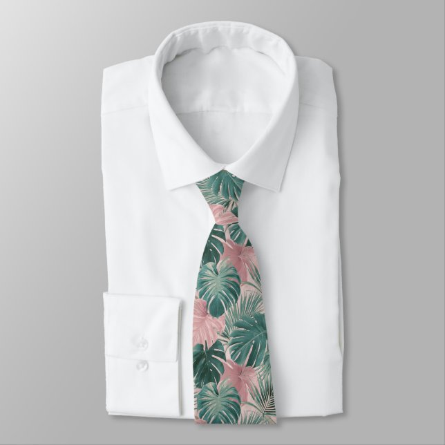 Elegant Gift  For Boyfriend Tropical Floral Tie (Tied)