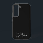 Elegant Gifts Monogram Handwritten Name Black Samsung Galaxy Case<br><div class="desc">Modern Elegant Minimal Design Monogram Handwritten Script Name Template Best Gifts Black Trendy Phone Cases & Accessories / Samsung Cases / Galaxy S22 Case.</div>
