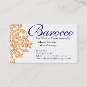 Elegant Gilded Damask Restaurant Business Card