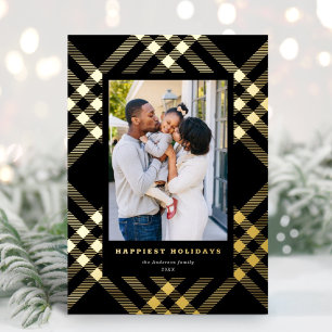 Elegant Gilded Tartan Christmas Photo
