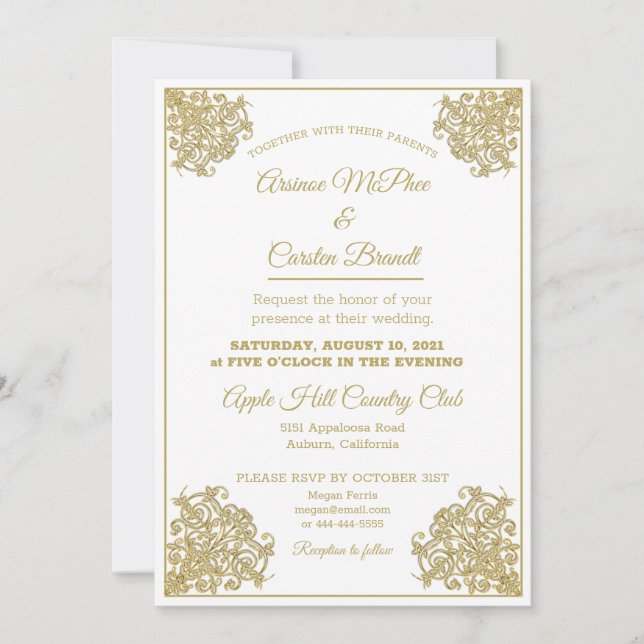 Elegant Gilded Wedding Invitation (Front)