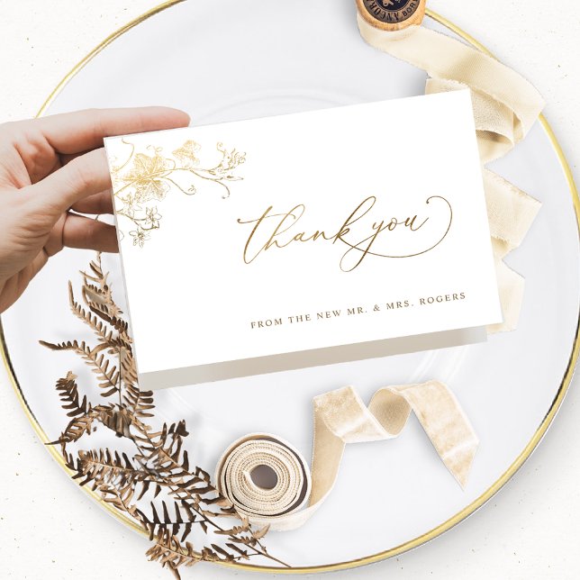 Elegant Gilded Wedding Thank You Folded Card (Creator Uploaded)