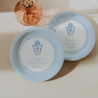 Elegant Ginger Jar Blue Bow Boy Baby Shower Party