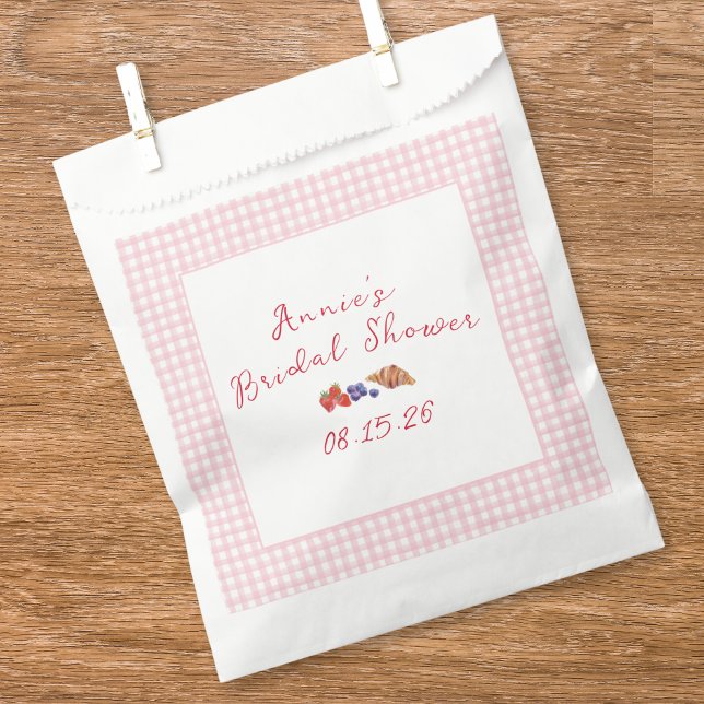 Elegant Gingham Summer Brunch Bridal Shower Pink Favour Bags (Creator Uploaded)