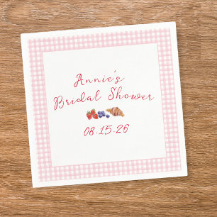 Elegant Gingham Summer Brunch Bridal Shower Pink Napkin