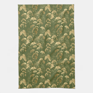 Elegant Ginkgo Garden Pattern Tea Towel