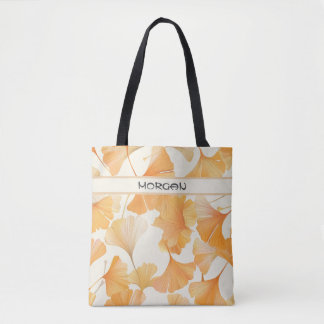 Elegant Ginkgo Leaves Personalised Tote Bag 🌿🍂