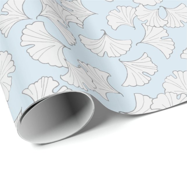 Elegant ginkgo leaves with custom background colou wrapping paper (Roll Corner)