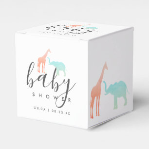 Elegant Giraffe Elephant Baby Shower Favour Box