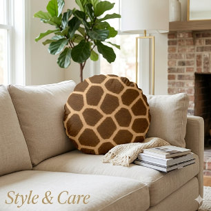 Elegant Giraffe Pattern Premium Quality Round Cushion