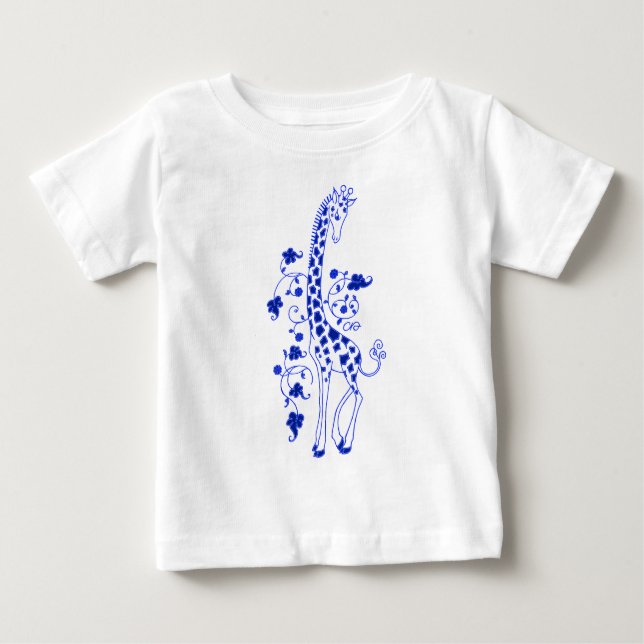 Elegant Giraffe Tee for Kids ~Blue (Front)